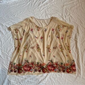 CLEO KAI Boxy Cream Floral Blouse
